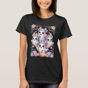 Camiseta Retro Fantasma Floral Coquette Pumpkin Halloween G