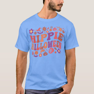 Camiseta Retro Fantasma Floral Groovy Hippie Halloween 60s