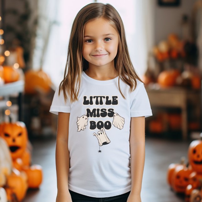 Camiseta Retro Fantasma Pequena Miss Boo Halloween (Criador carregado)