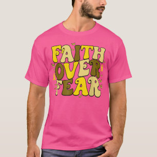 Camiseta Retrô Fé sobre o Medo da Consciência do cancer Inf