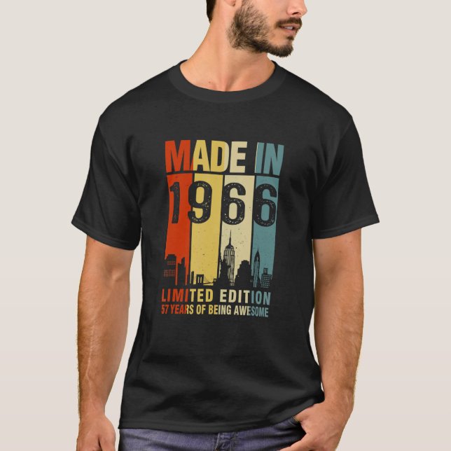 Camiseta Retro Feito Em 1966, 57 Anos De Esforço (Frente)