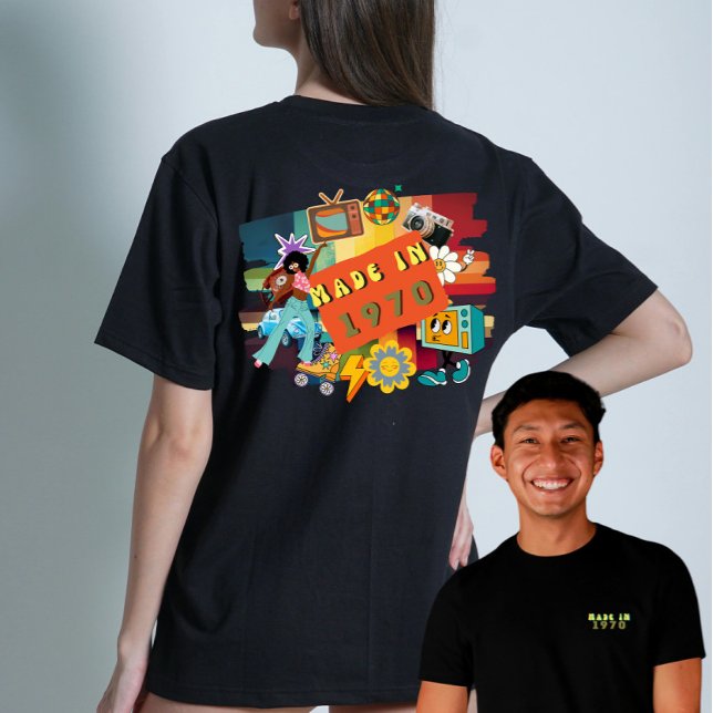 Camiseta Retro "Feito em 1970" 70s - Marco de Aniversário (Criador carregado)