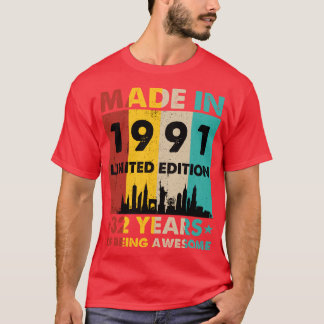 Camiseta Retro feito em 1991 Edição Limitada de 32 Anos de
