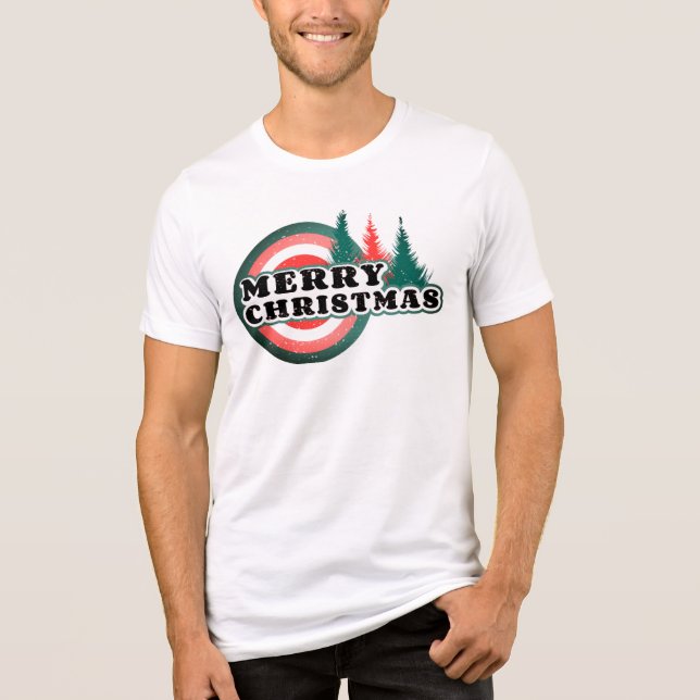 Camiseta Retrô Feliz Natal Árvores Feriados de Inverno (Frente)