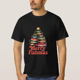 Camiseta Retro Feliz Natal dos Peixes Humor de Pescador de