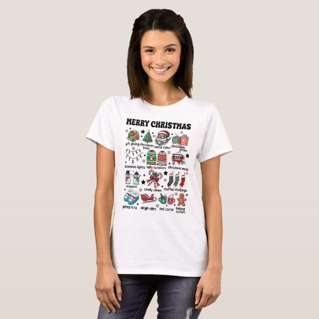 Camiseta Retrô Feliz Natal Trendy Ideias Gift (Frente Completa)