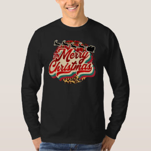Camiseta Retro Feliz Névoa de Natal Papais noeis Leopardo
