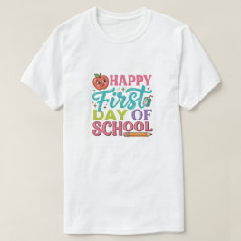 Camiseta Retro Feliz Primeiro Dia de Aula Maçã Fofa