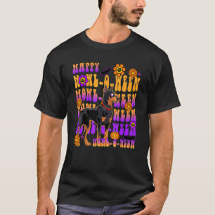 Camiseta Retro Feliz Uivar o ween Doberman Cão Flor Groov