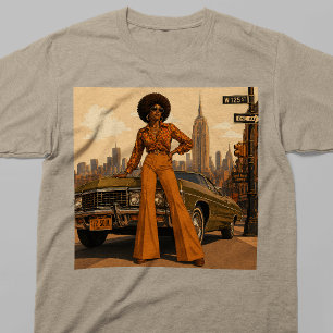 Camiseta Retro Feminina Preta Nova York 70 NYC