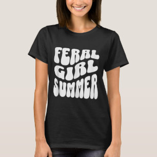 Camiseta Retro Feral Girl Summer Groovy Mãe Tia Mulheres Ad
