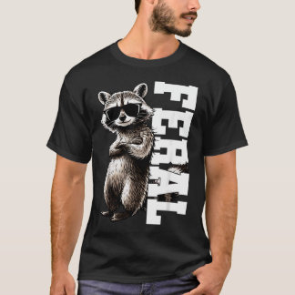 Camiseta Retro Feral Meme Divertido Guaxinim Amante de Anim