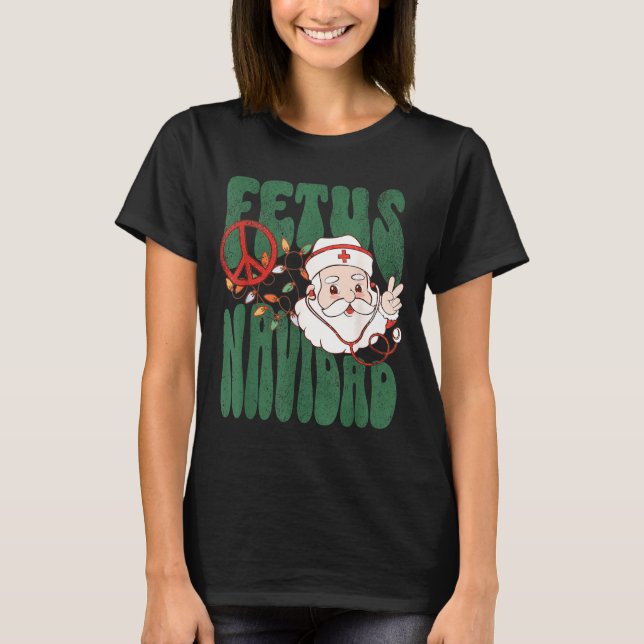 Camiseta Retro Fetus Navidad Santa Claus Christmas Obgyn Nu (Frente)
