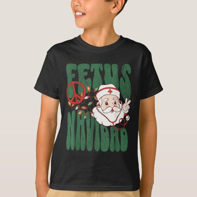 Camiseta Retro Fetus Navidad Santa Claus Christmas Obgyn Nu (Frente)