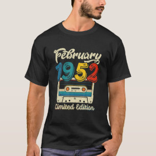 Camiseta Retro Fevereiro De 1952 Cassette Tape 70 Birthday