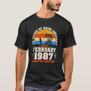 Camiseta Retro Fevereiro De 1987 36 Anos De Pesca 36.O Nasc