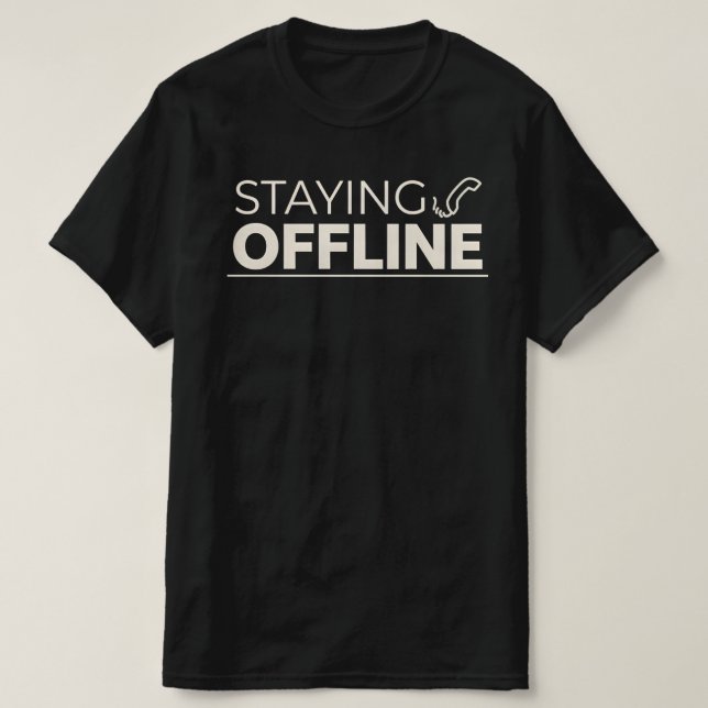 Camiseta Retro FICAR OFFLINE  Com Ícone de Telefone Antigo (Frente do Design)