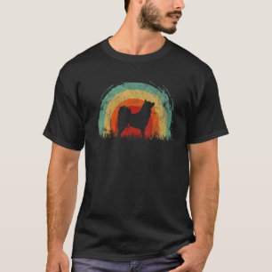 Camiseta Retro Finlandês Spitz 1 Vintage Rainbow Dog Men Wo
