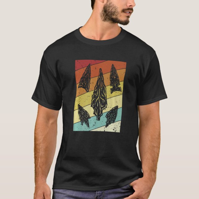 Camiseta Retro Flint Artifact Rocks Hunter Arrowhead Collec (Frente)