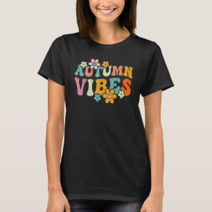 Camiseta Retro Floral Autumn Vibes Cozy Season Fall Thankg