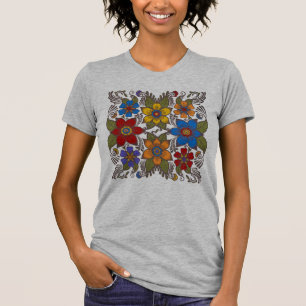 Camiseta Retro Floral Folk Art Design