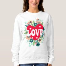 Retro Floral Heart Love Red Dia de os namorados
