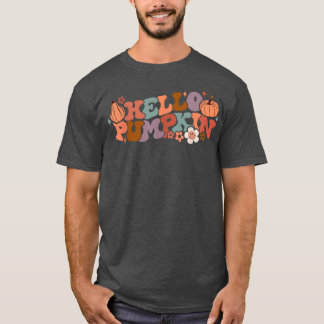 Camiseta Retro Floral Hello Pumpkin Queda Colheita Pumpkin 