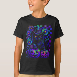 Camiseta Retro Floral Verificado E Bruxo Gato Com Bombeiros