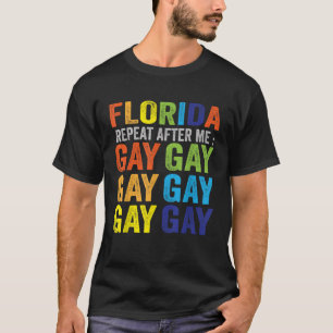 Camiseta Retro Florida Repetir Gay Rainbow LGBTQ Orgulho ga