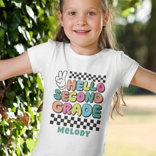 Camiseta retro fofa de volta à escola segunda séri (Criador carregado)