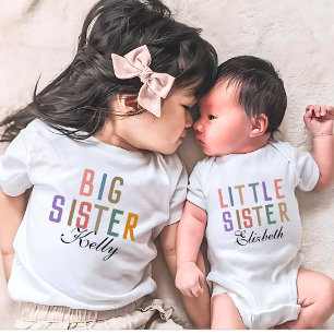 Camiseta Retrô Fofo Irmã Mais Velha Combinando