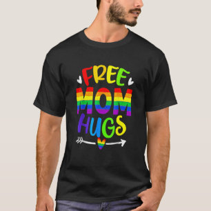 Camiseta Retro Free Mãe Abraça Rainbow LGBT Lésbica Gay Tra