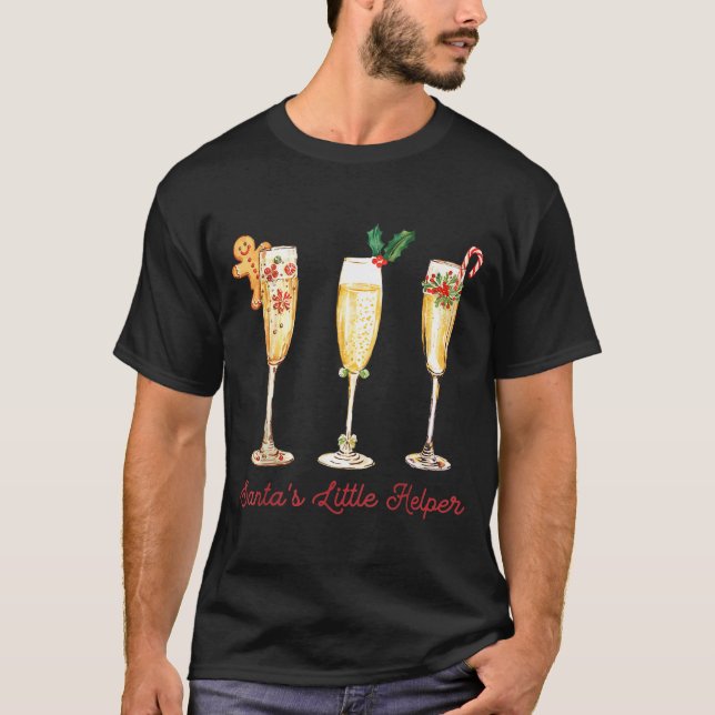 Camiseta Retro Funny Santa's Little Helper Martini Merry Ch (Frente)