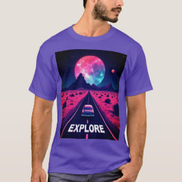 Camiseta Retro-Futurista Synthwave "EXPLORE" Noite no Deser