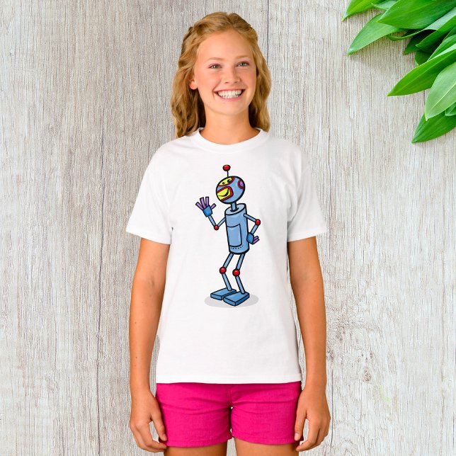 Camiseta Retro Futuristic Robot Character Waving (Criador carregado)