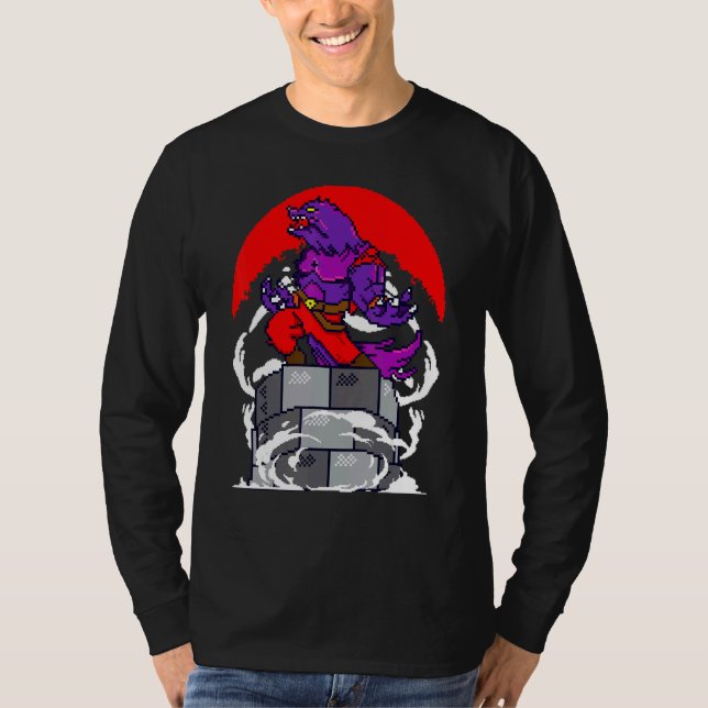 Camiseta Retro Gamer 8 Bits Werewolf Howling Moon Wolf V (Frente)