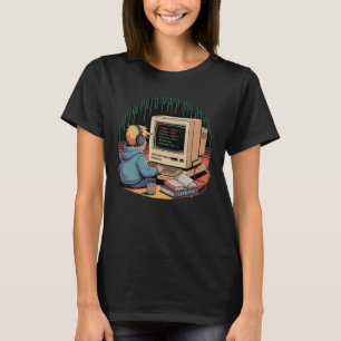 Camiseta Retro Gamer Kid na Arte de Pixel do Computador Vin