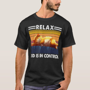 Camiseta Retro Gatinho Relaxar Deus Está No Controle Pregui