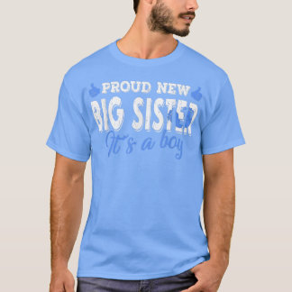 Camiseta Retro Gender Reveal Proud New Big Sister It's A Bo