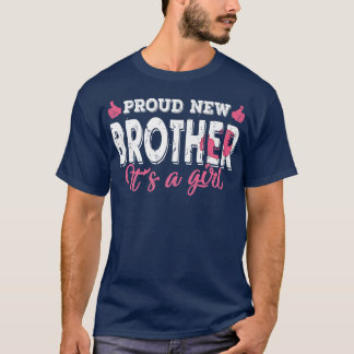 Camiseta Retro Gender Reveal Proud New Brother It's A Girl 