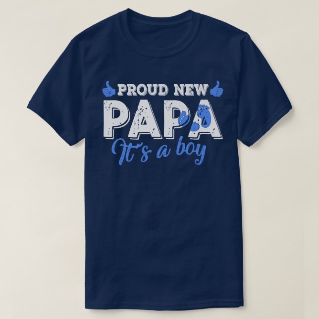 Camiseta Retro Gênero Revela Orgulho Novo Papá É Um Menino (Frente do Design)