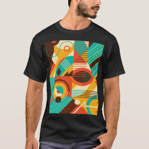 Camiseta Retro geométrico colorido: abstração de safra.