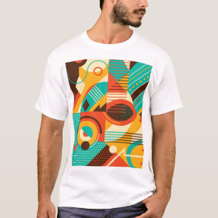 Camiseta Retro geométrico colorido: abstração de safra.