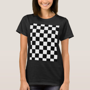Camiseta Retro geométrico em preto e branco dos quadrados v