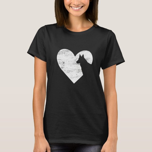 Camiseta Retro German Shepherd Dog Heart Valentine's Day Do (Frente)
