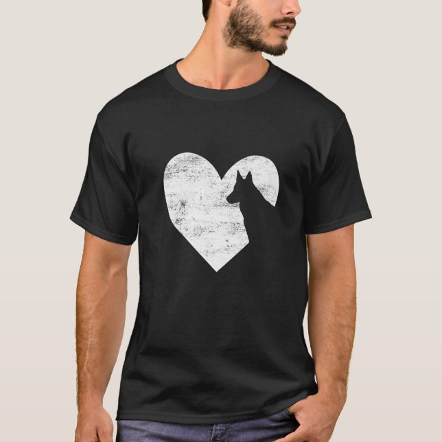 Camiseta Retro German Shepherd Dog Heart Valentine's Day Do (Frente)