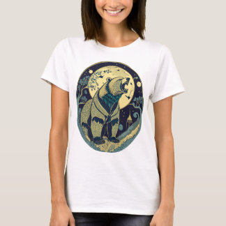 Camiseta Retro Geschenk Bär Russland Ikone Jugendstil Mond