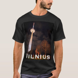 Camiseta Retro Glow: The Vilnius TV Tower at Night
