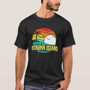 Camiseta Retro Gráfico do Sol e Surf da Ilha Catalina dos A