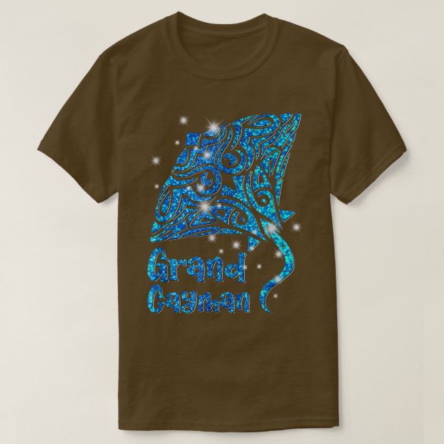 Camiseta Retro Grand Cayman Islands Tribal Stingray Ray (Frente do Design)